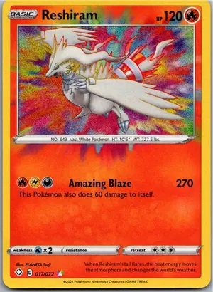 Pokémon-Karte Reshiram 017/072 Glänzendes Schicksal