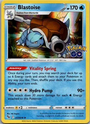 Pokémon-Karte Blastoise Turtok 017/078 Pokémon GO