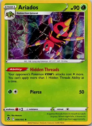 Pokémon-Karte Ariados 004/195 Silberne Sturmwinde