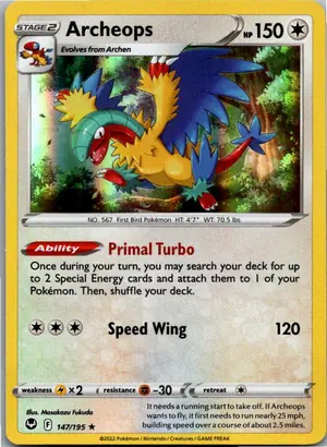 Pokémon-Karte Archeops Aeropteryx 147/195 Silberne Sturmwinde
