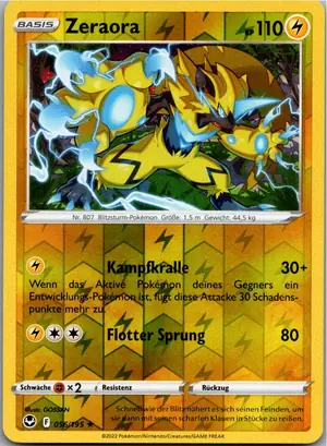 Pokémon-Karte Zeraora 056/195 Silberne Sturmwinde