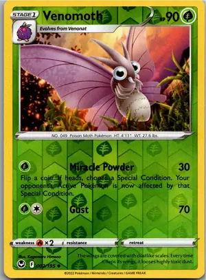 Pokémon-Karte Venomoth Omot 002/195 Silberne Sturmwinde