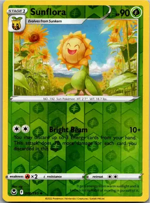 Pokémon-Karte Sunflora Sonnflora 006/195 Silberne Sturmwinde