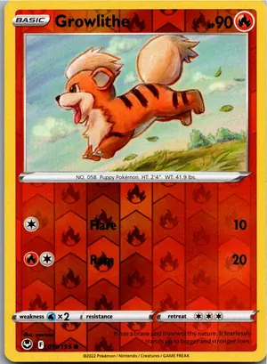 Pokémon-Karte Growlithe Fukano 019/195 Silberne Sturmwinde