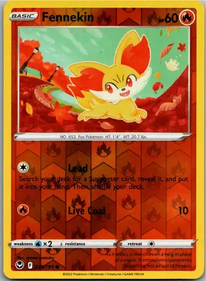 Pokémon-Karte Fennekin Fynx 025/195 Silberne Sturmwinde