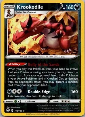 Pokémon-Karte Krookodile Rabigator 113/195 Silberne Sturmwinde