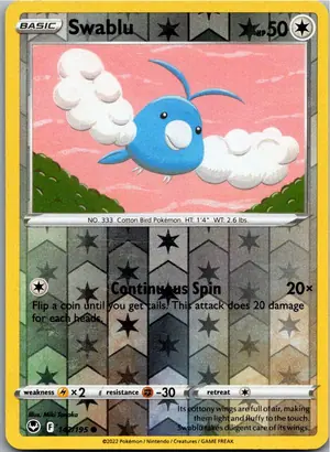 Pokémon-Karte Swablu Wablu 142/195 Silberne Sturmwinde