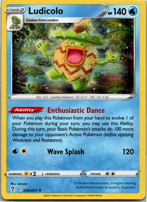 Pokémon-Karte Ludicolo Kappalores 034/203 Drachenwandel