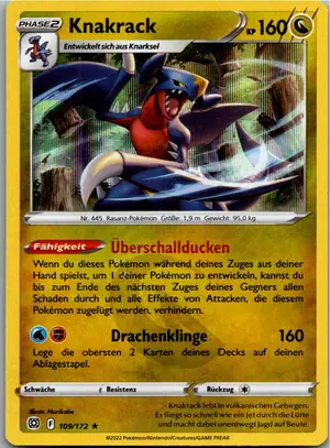 Pokémon-Karte Knakrack 109/172 Strahlende Sterne