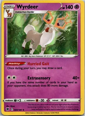 Pokémon-Karte Wyrdeer Damythir 069/189 Astralglanz