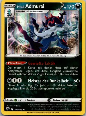 Pokémon-Karte Hisui-Admurai 100/189 Astralglanz