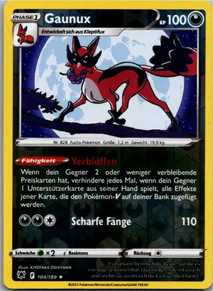 Pokémon-Karte Gaunux 104/189 Astralglanz