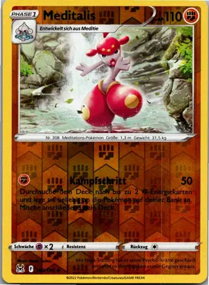 Pokémon-Karte Meditalis 100/196 Verlorener Ursprung