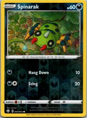 Pokémon-Karte Spinarak Webarak 043/072 Glänzendes Schicksal