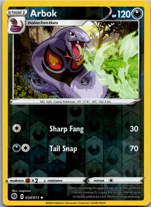 Pokémon-Karte Arbok 034/073 Weg des Champs