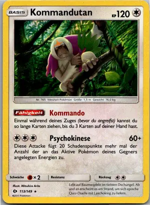 Pokémon-Karte Kommandutan 113/149 Sonne & Mond