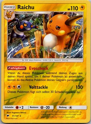 Pokémon-Karte Raichu 41/147 Nacht in Flammen