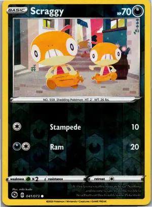 Pokémon-Karte Scraggy Zurrokex 041/073 Weg des Champs