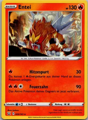 Pokémon-Karte Entei 020/163 Kampfstile