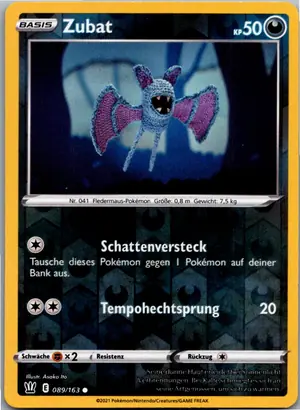 Pokémon-Karte Zubat 089/163 Kampfstile