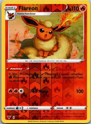 Pokémon-Karte Flareon Flamara 026/185 Farbenschock