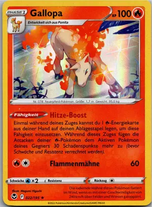 Pokémon-Karte Gallopa 022/195 Silberne Sturmwinde