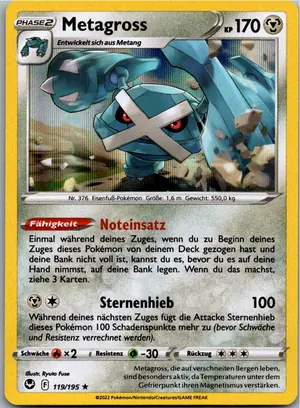 Pokémon-Karte Metagross 119/195 Silberne Sturmwinde