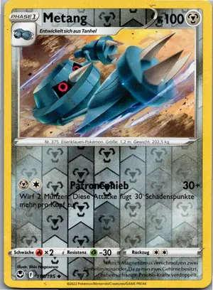 Pokémon-Karte Metang 118/195 Silberne Sturmwinde