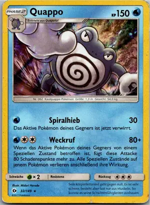 Pokémon-Karte Quappo 32/149 Sonne & Mond