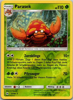Pokémon-Karte Parasek 5/149 Sonne & Mond