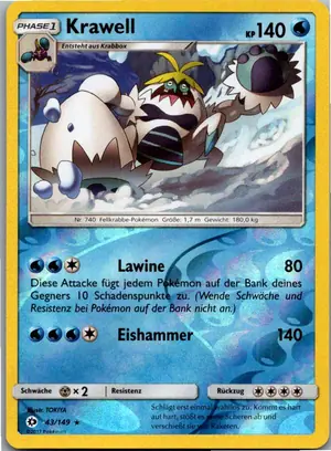 Pokémon-Karte Krawell 43/149 Sonne & Mond