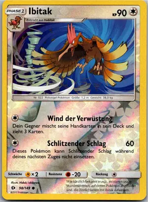 Pokémon-Karte Ibitak 98/149 Sonne & Mond
