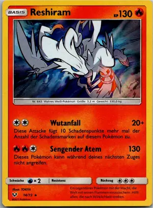 Pokémon-Karte Reshiram 14/73 Schimmernde Legenden