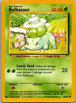 Pokémon-Karte Bulbasaur Bisasam 44/102 Grundset
