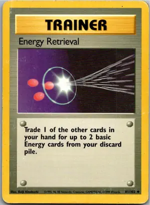 Pokémon-Karte Energy Retrieval Energiezugewinnung 81/102 Grundset