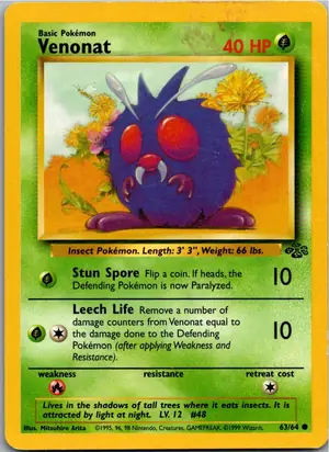 Pokémon-Karte Venonat Bluzuk 63/64 Dschungel