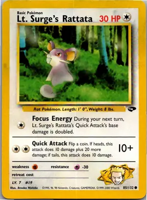 Pokémon-Karte Lt. Surge's Rattata 85/132 Gym Challenge