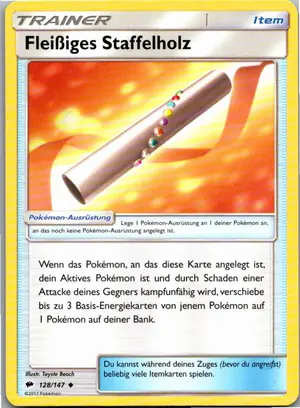 Pokémon-Karte FleiBiges Staffelholz 128/147 Nacht in Flammen