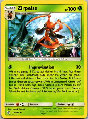 Pokémon-Karte Zirpeise 14/236 Welten im Wandel