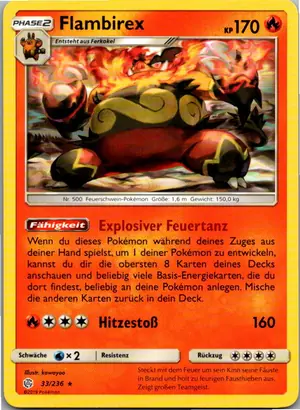 Pokémon-Karte Flambirex 33/236 Welten im Wandel