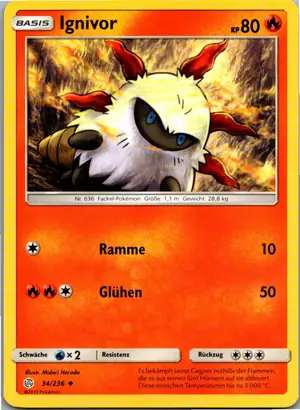 Pokémon-Karte Ignivor 34/236 Welten im Wandel