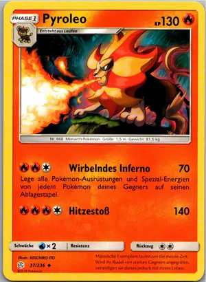 Pokémon-Karte Pyroleo 37/236 Welten im Wandel