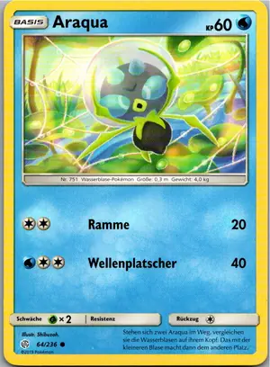 Pokémon-Karte Araqua 64/236 Welten im Wandel
