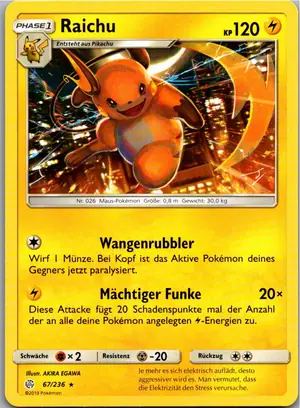 Pokémon-Karte Raichu 67/236 Welten im Wandel