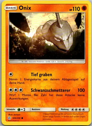Pokémon-Karte Onix 105/236 Welten im Wandel