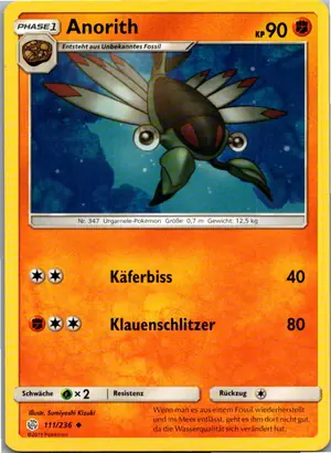 Pokémon-Karte Anorith 111/236 Welten im Wandel