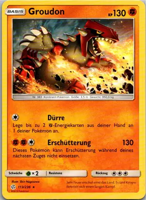 Pokémon-Karte Groudon 113/236 Welten im Wandel