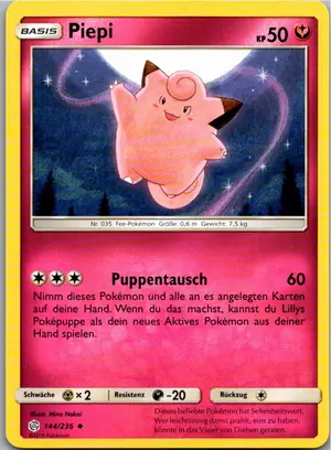 Pokémon-Karte Piepi 144/236 Welten im Wandel