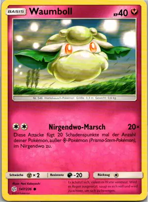Pokémon-Karte Waumboll 147/236 Welten im Wandel