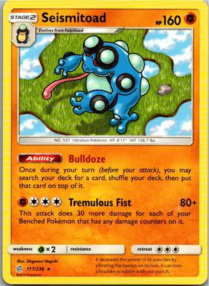 Pokémon-Karte Seismitoad Branawarz 117/236 Welten im Wandel